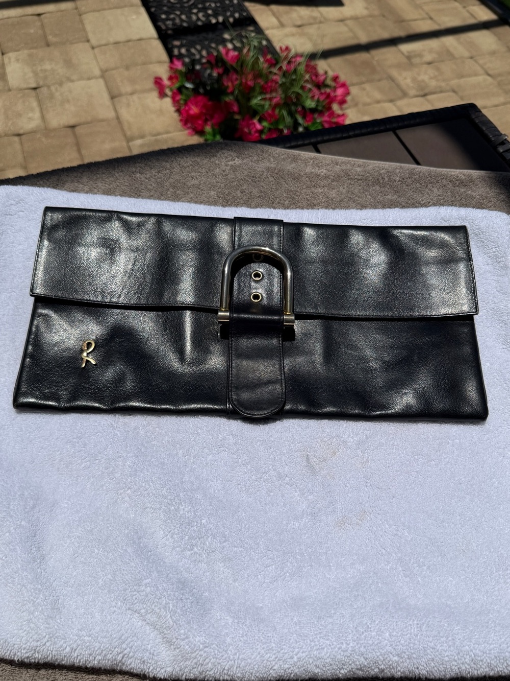 Roberta di Camerino Black Leather Belted Clutch Bag Vintage - Picture 7 of 15